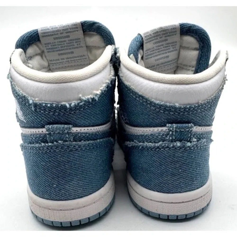 Nike Air Jordan 1 High Denim TD Toddler Sneakers Blue White US 7C CU0450-104